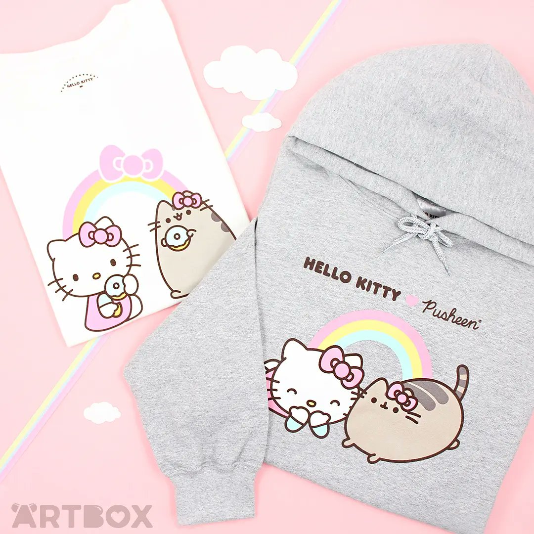 This adorable duo bring sunshine & rainbows wherever they go! 🌤🌈 Our new #HelloKitty x #Pusheen Hoodie & Tees are super cute & vibrant ~ perfect for the springtime weather! >> artbox.co.uk/pusheen-the-ca…