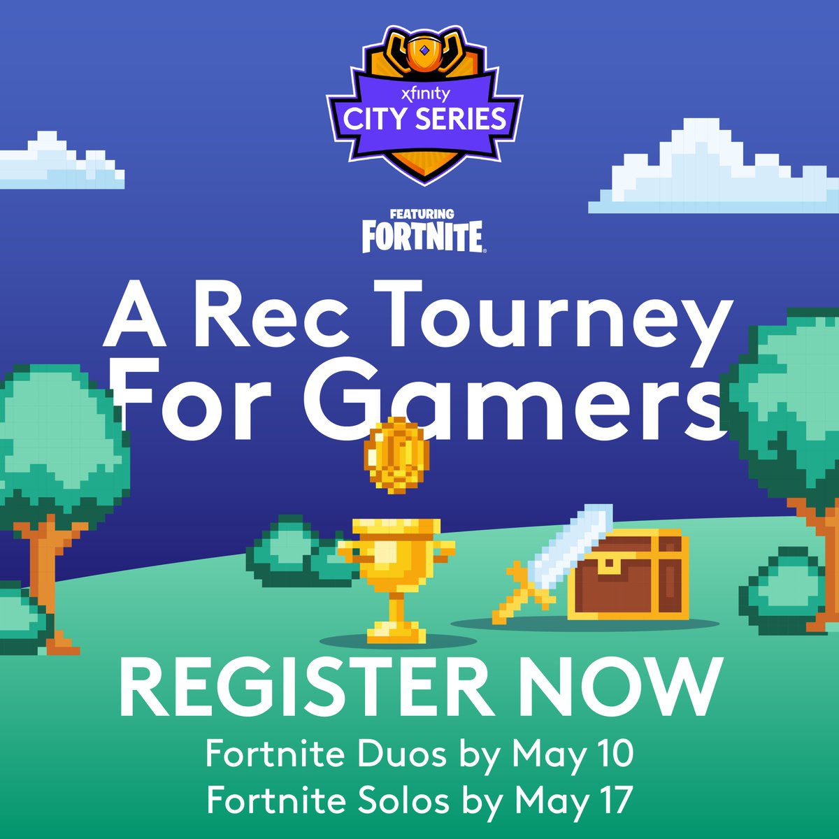 🚨 Attention Gamers 🚨 The <a href="/Xfinity/">Xfinity</a> City Series game of the month is Fortnite! Compete in Solos, Duos or both. The top 8 finishers take home $7,500 in GameStop gift cards. Register (for free) now: bit.ly/XCS-MC