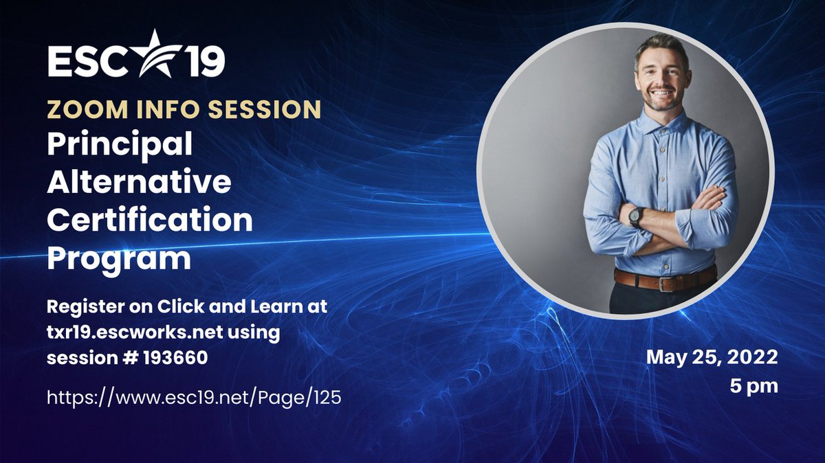 Do you want to be an administrator? Do you have a master's degree? Join us for an info session about our PACA program. Register at txr19.escworks.net session #193660 <a href="/DeXavierluke/">Xavier De La Torre</a> <a href="/jmezachavez/">Jeannie Meza-Chavez</a> <a href="/rvegab_TISD/">Rosy Vega-Barrio</a> <a href="/Dr_T_AISD/">Oscar Troncoso</a> @TPCP_Region19 <a href="/EHinojosESC19/">Eddie Hinojos</a> <a href="/ESCRegion19/">ESC-Region 19</a>