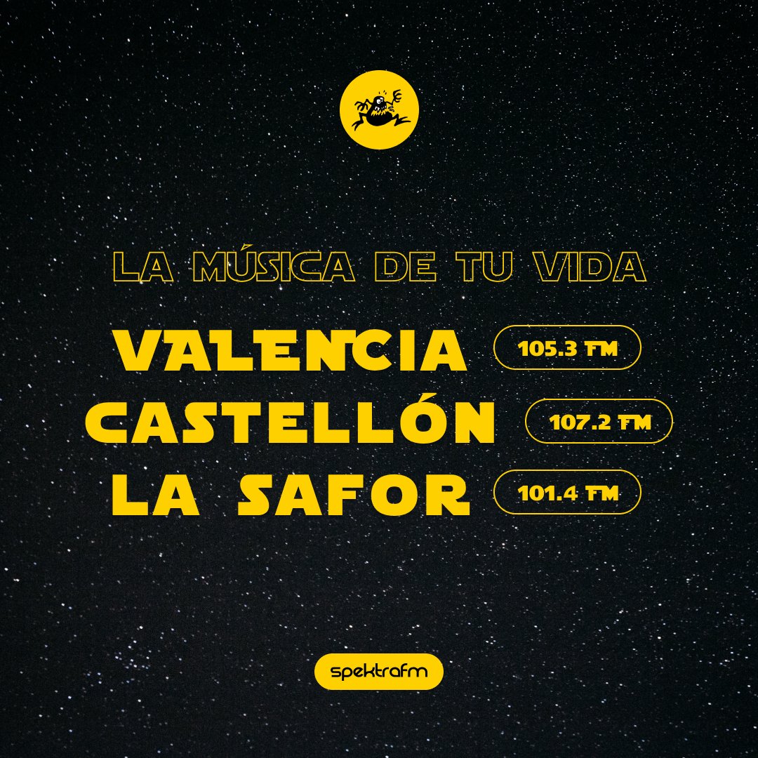 ¡Feliz día de #StarWars! Y que la fuerza y SpektraFM os acompañen 💛 

#spekrafm #radiovalencia #MayThe4thBeWithYou