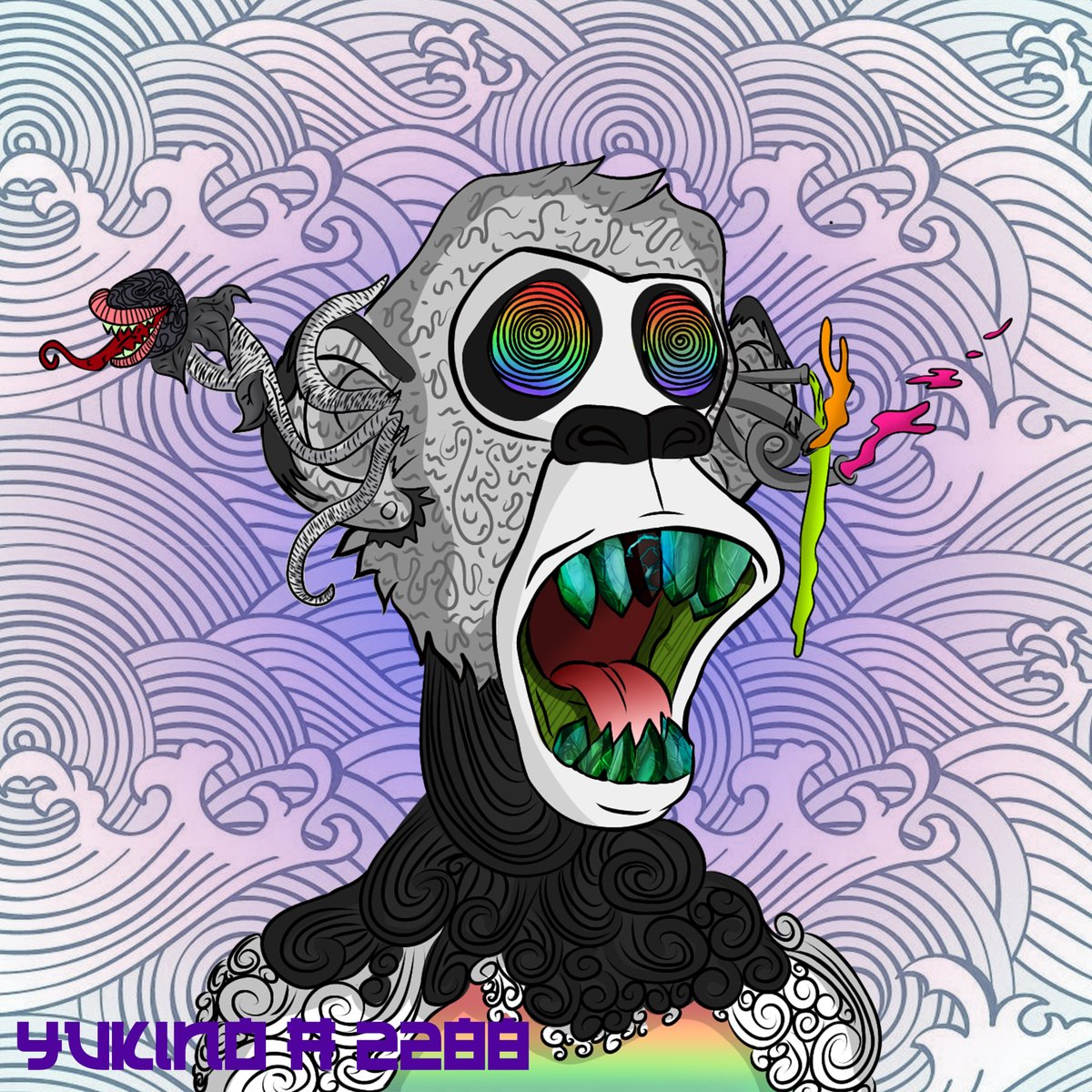 YukinoNFT25's tweet photo. Hello there everyone! this is my fanart for @trippinapes I use innocence in my demeanor like a venus flytrap. RAWR!!! This project really caught my interest and this is my fan art

@trippinapes 
#TrippinApeArt #FanArt #Solana https://t.co/0JKksK1wLg