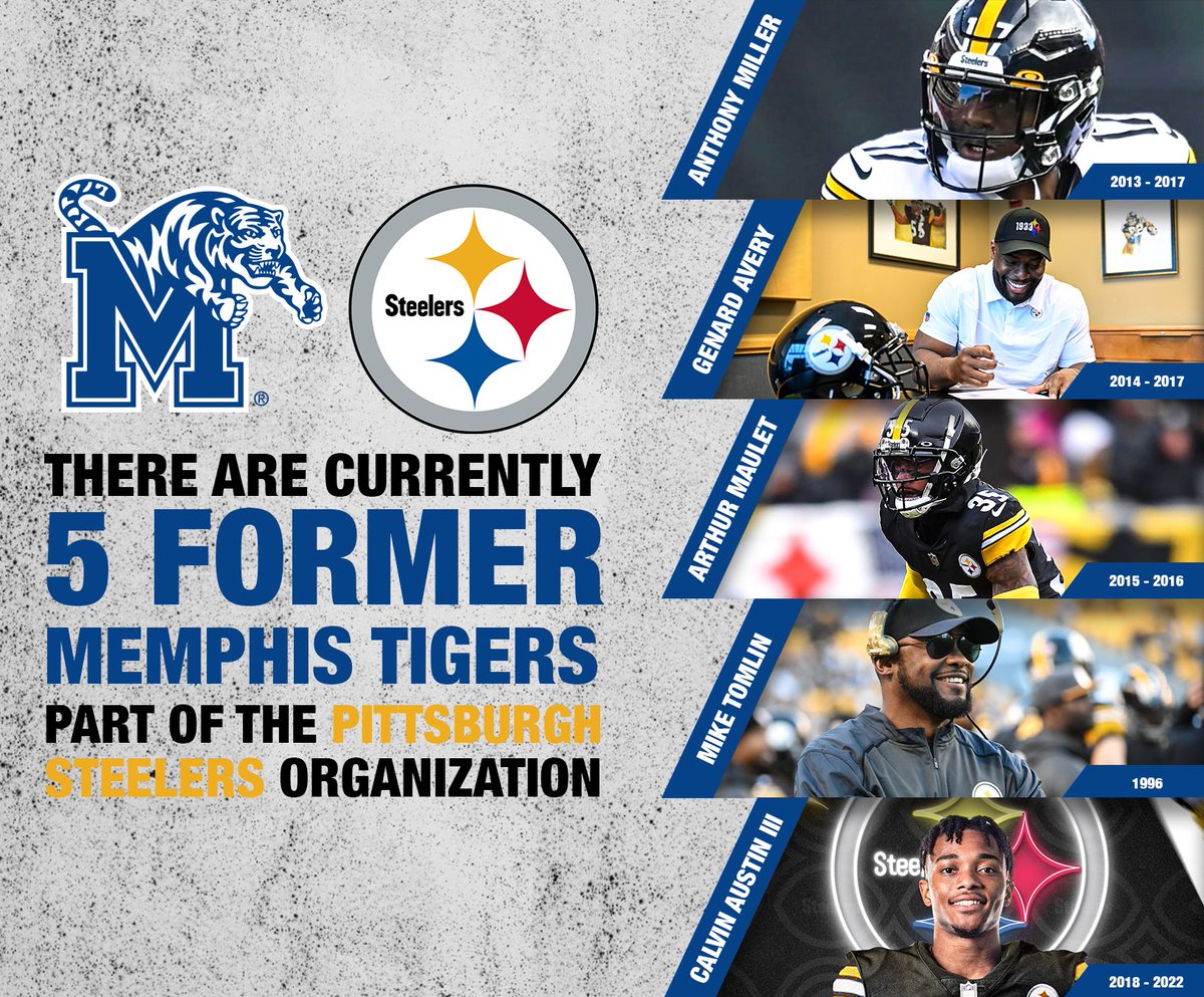 MemphisFB's tweet photo. Added another one to the black and yellow! #HereWeGo @steelers 
@AnthonyMiller_3 
@AveryGenard 
@ArthurMaulet2 
@CoachTomlin 
@CalvinAustinIII https://t.co/ciPoP9sWBK