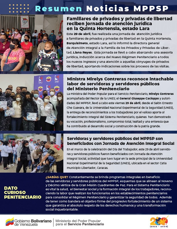 mppsp_vzla's tweet photo. #ResumenMPPSP📢|| No te pierdas las noticias más relevantes sobre los avances en el fortalecimiento integral del sistema penitenciario en Venezuela.
¡Hacia la mujer el hombre nuevo!
#PuebloValienteYLeal https://t.co/2RygfOKFR5