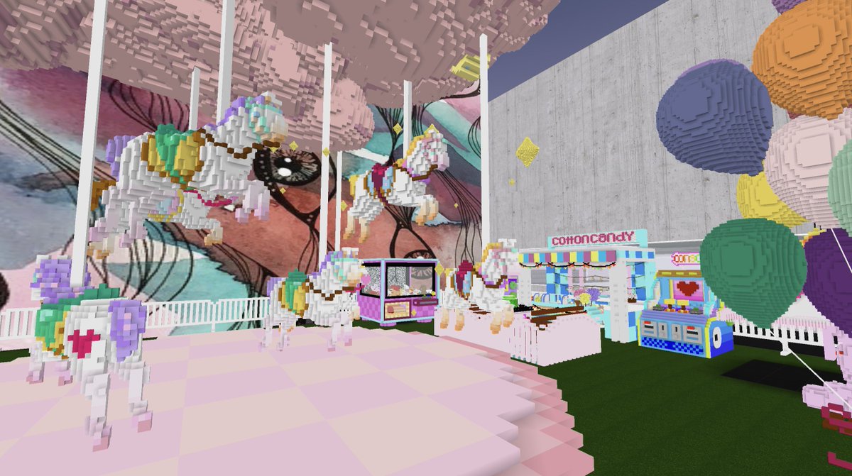 cryptovoxels's tweet photo. First up is @YUJIARUI2003 of @Metacat007, a group of many talented creators from Asia.

Her large open-air builds blew us away &amp; were exactly the festival spirit we needed

From the word "Atmosphere" she made a hunted mermaid escaping to freedom. Would love to hear more from her! https://t.co/B7nydapNzX