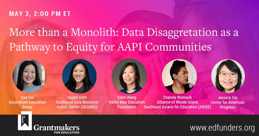 SEARAC's tweet image. Earlier today, @SEARAC joined @EdFunders and several incredible AANHPI-serving partners in the #education field to talk about the importance of #datadisaggregation to our communities. 🧵(1/5)