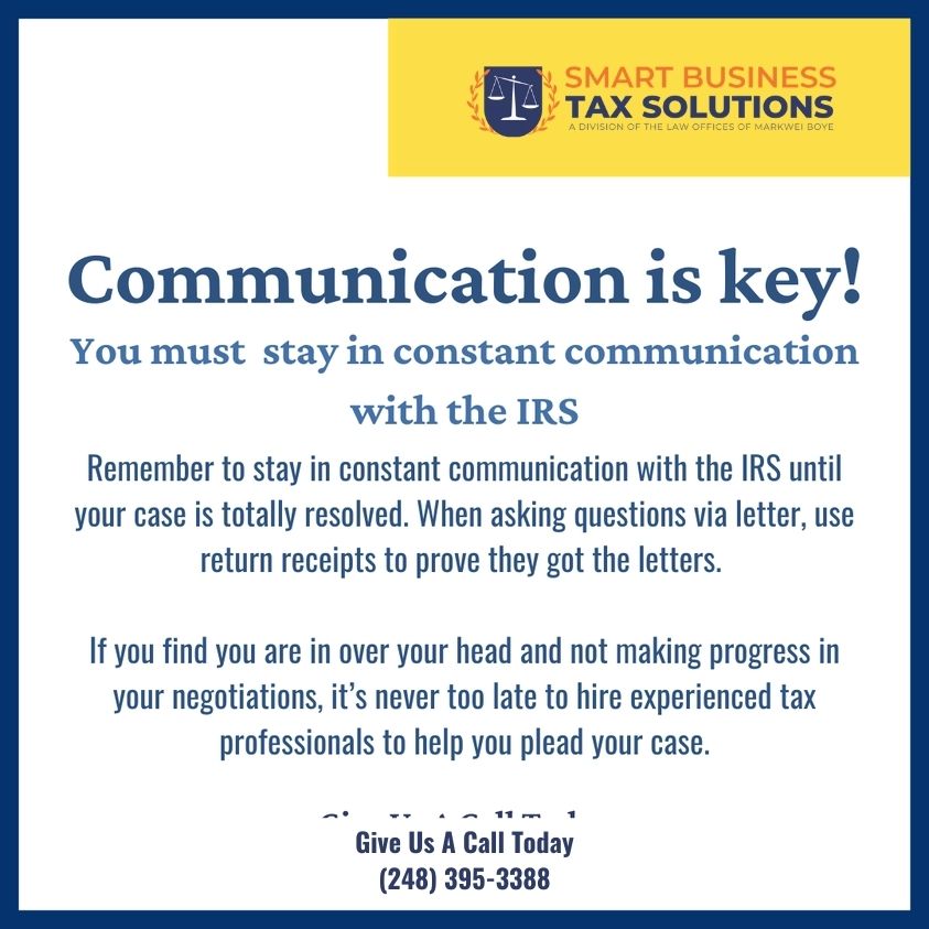 taxpros's tweet photo. This is your reminder, when it comes to the IRS you must communicate with them! Ignoring communications from the IRS is a big mistake and frequently results in more aggressive collection tactics.

Give us a call at 248-395-3388

#taxissues #finances #blackattorney #personaltaxes https://t.co/NsRZpOrm1V