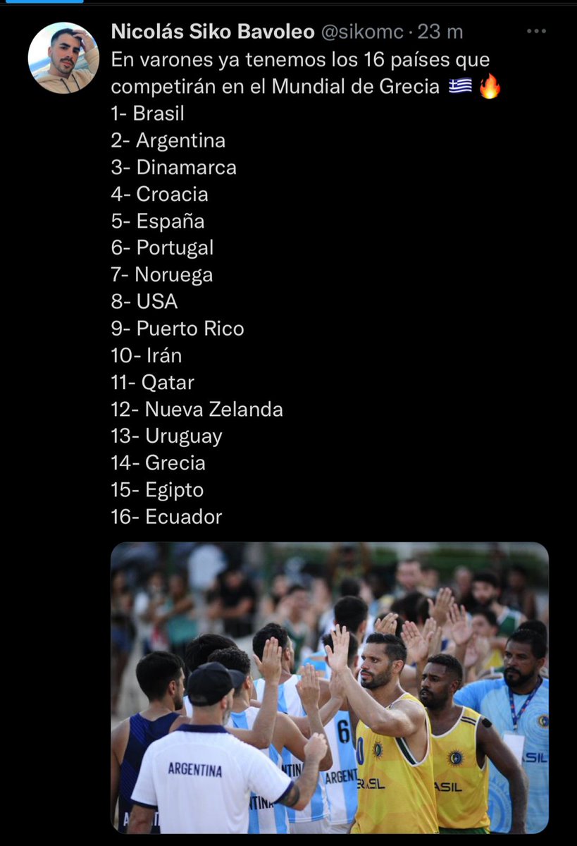 JeffDoga8's tweet photo. @LassoGuillermo El deporte también reactiva al país, en el mundial de beach handball nadie conoce a Ecuador pero ahora sale el nombre en la lista. https://t.co/1vPHMusAJx