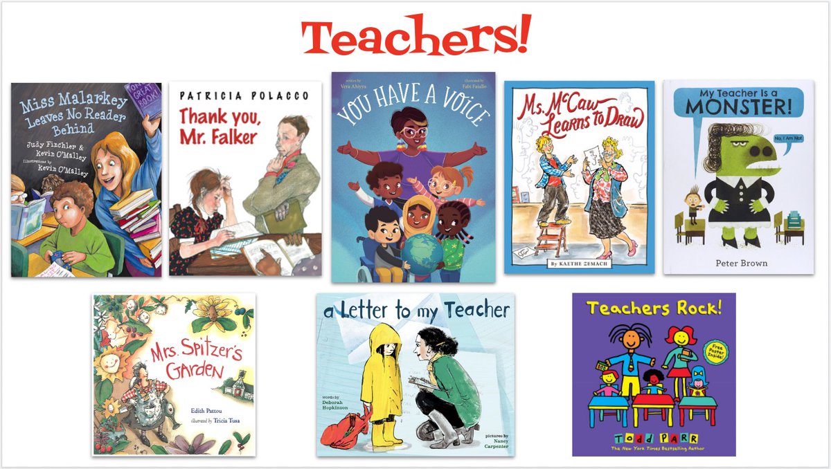 mariapwalther's tweet photo. Teachers... 
*Bond with their students
*Put books in readers' hands *Celebrate risk taking 
*Help children find &amp; use their voices 
*Shape the world, one child at a time 
⭐️ TEACHERS ROCK! ⭐️ 
@toddparr @Thetututeacher @itspeterbrown @epattou @Deborahopkinson
@PatriciaPolacco https://t.co/nrRYApKViq