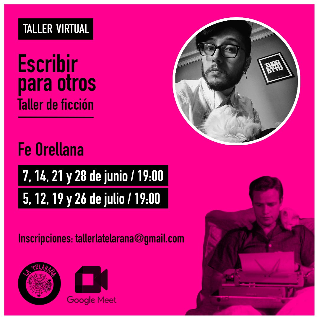 taller_telarana's tweet photo. 📍El taller consta de ocho sesiones virtuales, las que tendrán lugar todos los miércoles de junio y julio entre 19:00 y 21:00, hora chilena, vía Google Meet (COL-MX-CR 18:00 a 20:00 / ARG-URU 20:00 a 22:00). La inscripción tiene un costo de $40.000 ($50 USD) por cada mes. https://t.co/NBw9yWwAb1