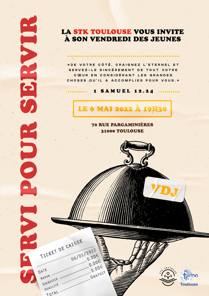 stktoulouse's tweet photo. "Servi pour servir" ? Qu'est ce que c'est ? 🤔

C'est le titre de notre prochain #VDJ ! 
RDV ce vendredi à 19H30 🕢 au Vieux Temple

Au programme : louanges, atelier, témoignages...
Nous vous attendons nombreux pour venir louer le Seigneur ensemble 🙌🏾

#servipourservir #Jesus https://t.co/FzgHx8kkLt