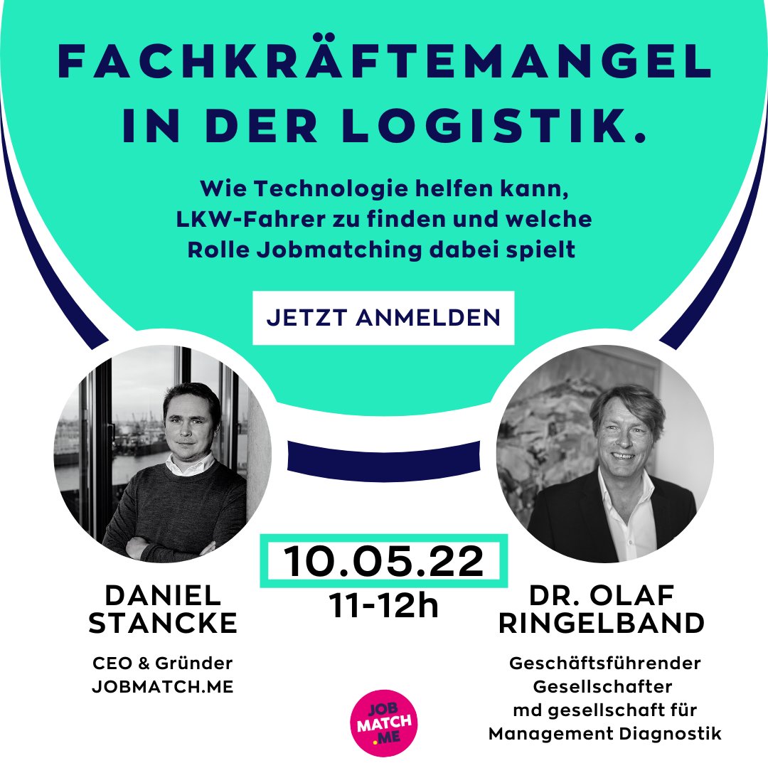 JOBMATCH.ME (@jobmatchme) on Twitter photo Wie kann Technologie helfen, den #Fachkräftemangel in der Logistik zu bekämpfen?
Im #Webinar bei der @BVLoffice am 10.05. geben <a href="/DanielStancke/">Daniel Stancke</a> und Olaf Ringelband Ringelband Antworten.
Hier gehts zur Anmeldung ⬇️
lnkd.in/deEjyBcU
#fachkräfte #logistik #jobmatchme Wie kann Technologie helfen, den #Fachkräftemangel in der Logistik zu bekämpfen?
Im #Webinar bei der @BVLoffice am 10.05. geben <a href="/DanielStancke/">Daniel Stancke</a> und Olaf Ringelband Ringelband Antworten.
Hier gehts zur Anmeldung ⬇️
lnkd.in/deEjyBcU
#fachkräfte #logistik #jobmatchme