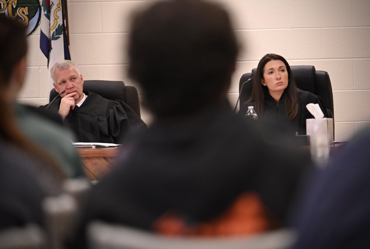 WVcourts's tweet photo. The Supreme Court of Appeals heard oral arguments in three cases today, May 3, 2022, in Braxton County, WV as part of the LAWS Project. Students from Braxton and Webster County High Schools attended. https://t.co/SMV76FRnQi