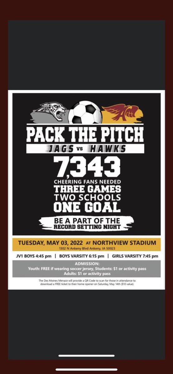 Get out and be part of of history tonight JV1 BOYS @ 4:45
BOYS VARSITY @ 6:15
GIRLS VARSITY @ 7:45