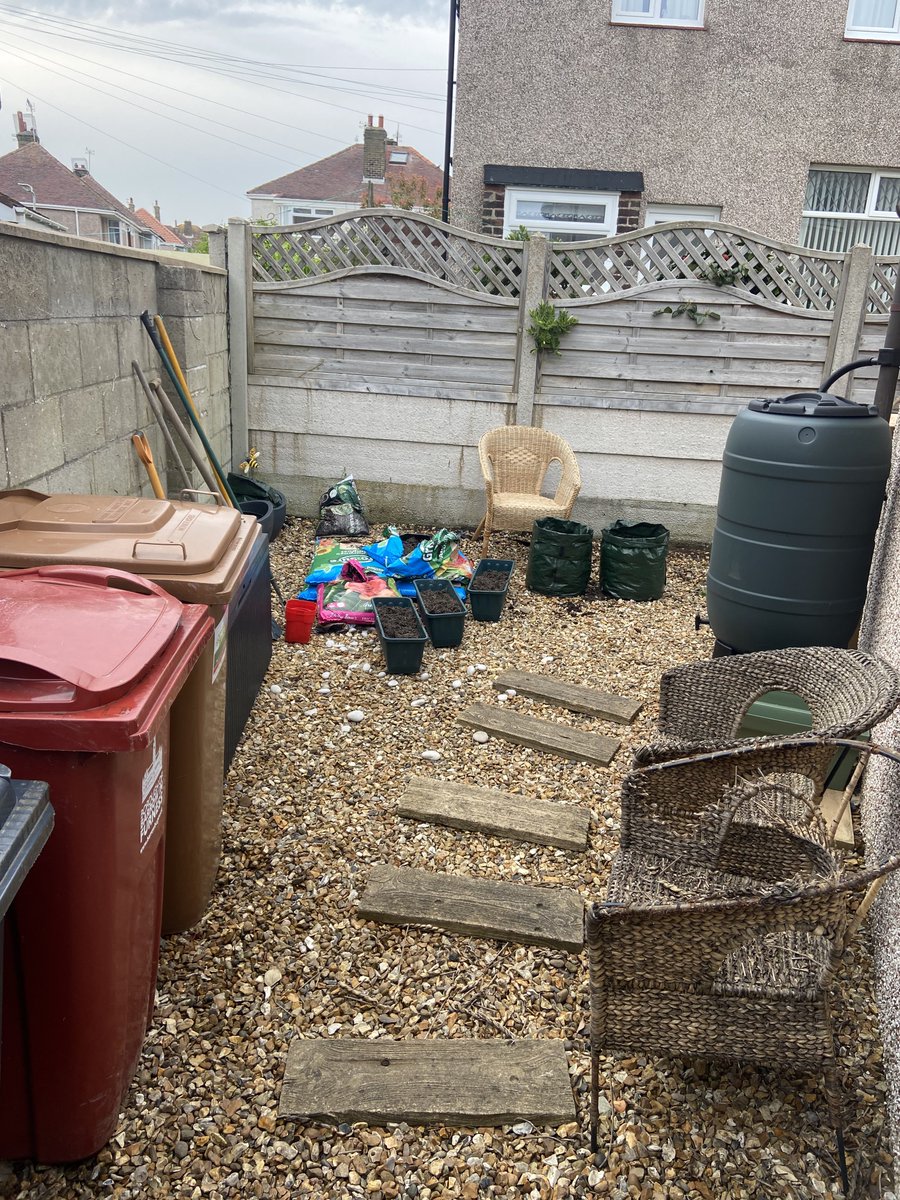 TheKerryTaylor1's tweet photo. What an effin mess! Starting another project in our wee shady corner and about to build our mini greenhouse and install the compost bin. Need more days in the week…it’s tough doing this on a shoestring budget, parenting, working…AND on a timer 🤣.
#growyourown #moretimeplease https://t.co/4bZV4vn8up