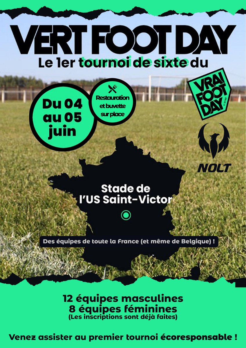 LoicDrd's tweet photo. Les 4 et 5 juin, mon club de foot accueille un tournoi national masculin et féminin, avec aspect éco-responsable et fête du foot amateur. Il reste des places pour les équipes féminines notamment. Allez voir ça, inscrivez-vous (et payez) 😁
Les détails 👉 https://t.co/m9qM4cLlNU https://t.co/49399V8ZAq