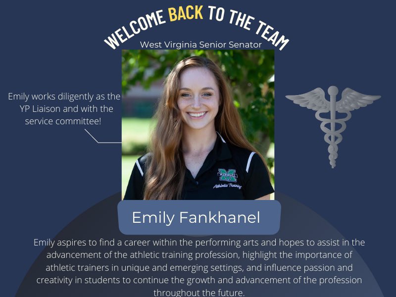 MAATA_Students's tweet photo. Continuing with our re-introductions! We have Emily, our Senior West Virginia Senator and Crystal, our Senior Maryland Senator. Emily is the YP Liaison and Crystal is the chair of the AT Olympics! 

We look forward to meeting you all at the MAATA Symposium in Charlotte, NC https://t.co/qWhFtiJYFu