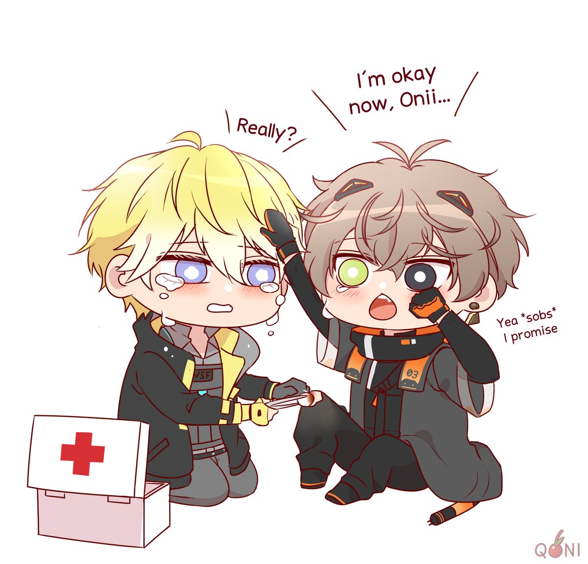 Alban's crying because he hurt his knee
Sonny's crying because Alban's crying 😭
#AlbanKnoxArt  #Briskart  #Sonnyban