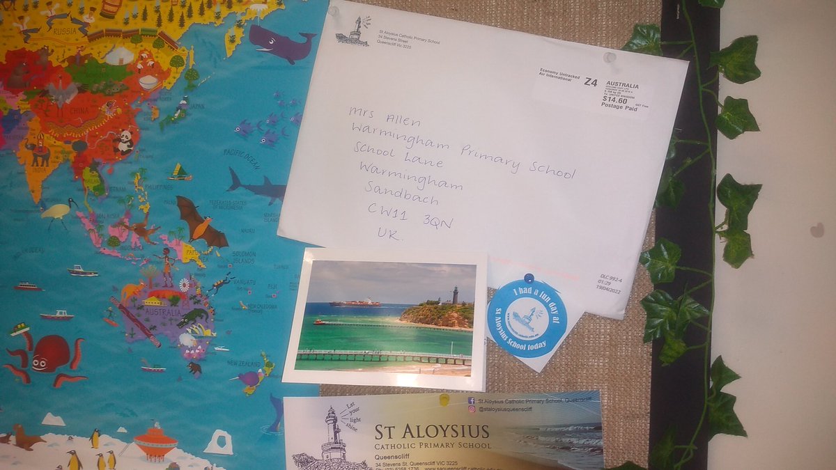 Mrs_Allen_EYFS's tweet photo. Huge thanks to @kaz_phi we have received our parcel and postcard today all the way from sunny Australia. The children were so excited and loved finding you on our map!! They want to know when we can fly out 😂 https://t.co/YnXvoyCYwT