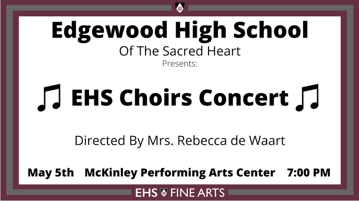 EdgewoodHSMad's tweet photo. Don't miss the the EHS Choirs concert directed by Mrs. Rebecca de Waart on Thursday at 7 pm in the McKinley PAC!
#EHSFineArts https://t.co/vuvse45ZhJ