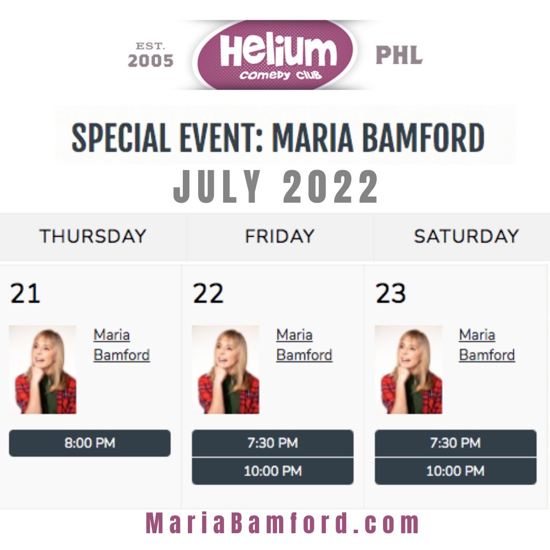 mariabamfoo's tweet photo. Philly!! 5 shows in July at @HeliumComedy! Come for AC, stay for the HOT COMEDIC takes!
Get Those Summer Tickets HERE => https://t.co/JoBumXvEec
#MariaBamford #StandUpComedy #LiveComedy #HeliumComedy #Philly https://t.co/9ZDDpDRvJW