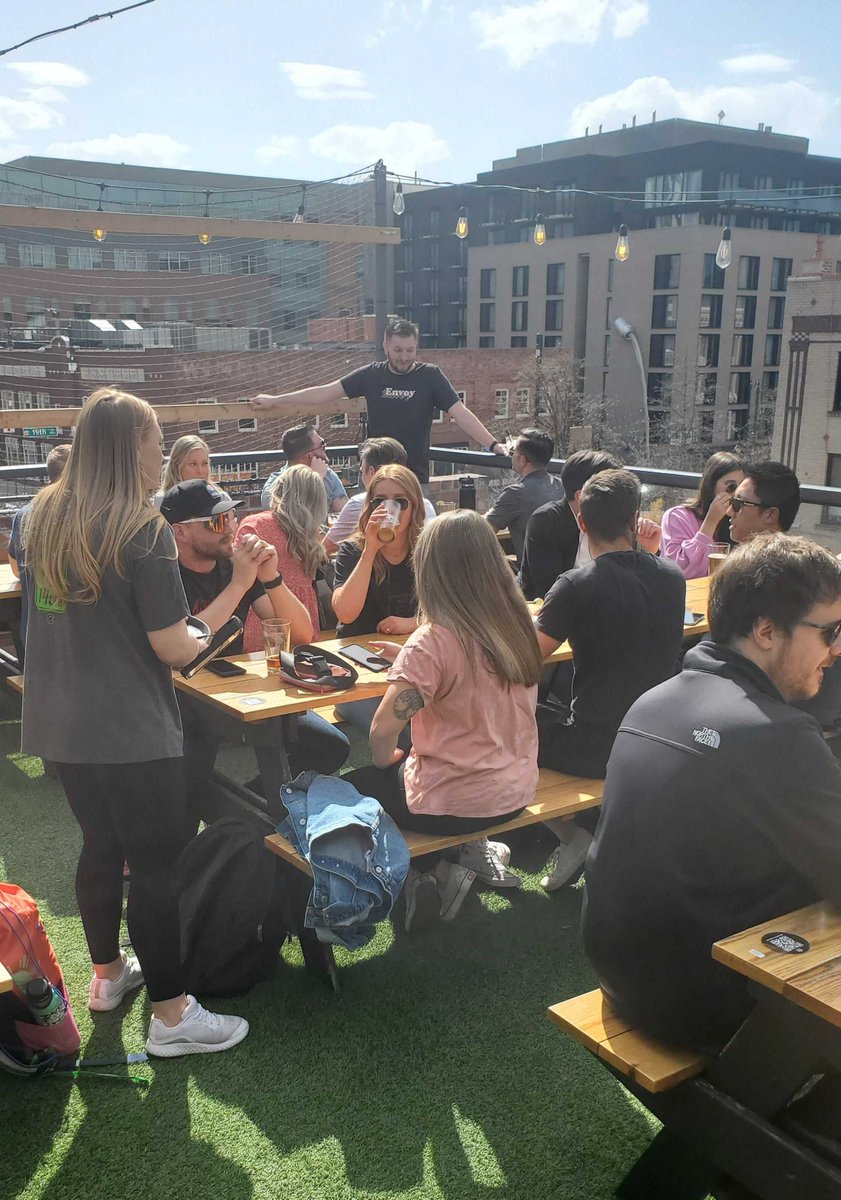 envoy's tweet photo. A sunny Denver day + the exec team in town = the perfect excuse for a rooftop team happy hour 😎☀️ https://t.co/9BEfniPMBd
