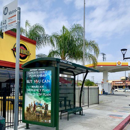 OutfrontDecaux's tweet photo. NEW kid on the block 🚨 

Freshly installed bus shelter over on Crenshaw/ Slauson 🚏🚌

Thank you for using public transit😊🍃

#investintransit
#transittuesday
#labusstops https://t.co/1lao2RhuvO