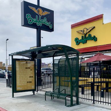 OutfrontDecaux's tweet photo. NEW kid on the block 🚨 

Freshly installed bus shelter over on Crenshaw/ Slauson 🚏🚌

Thank you for using public transit😊🍃

#investintransit
#transittuesday
#labusstops https://t.co/1lao2RhuvO