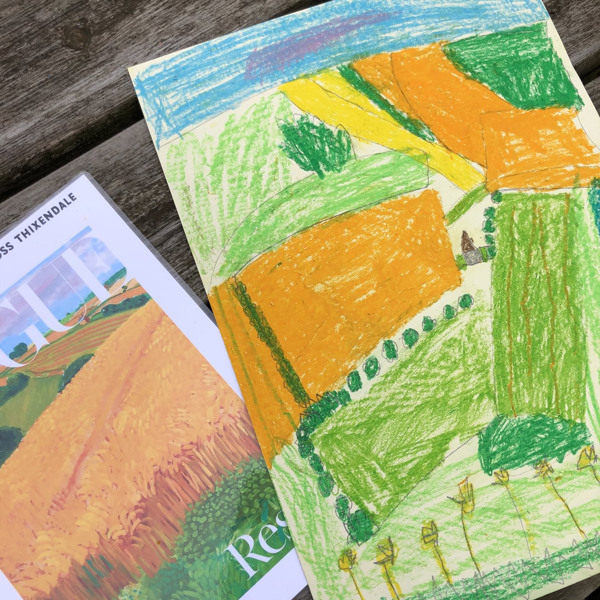 days_farm's tweet photo. Our #FarmDiscoveryDays aren’t all filled with sheep, cattle &amp; crops! Today we welcomed the enthusiastic Y3 children from @PocklingtonCJS and took inspo from our #Wolds landscape to draw in the style of #DavidHockney! Budding artists using colour, perspective to perfection! https://t.co/ofIK4v8HIB