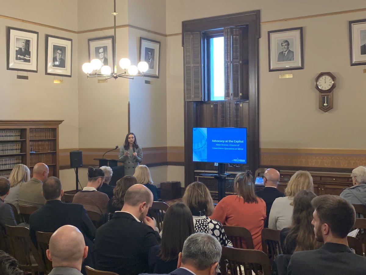 SBAM's tweet photo. SBAM’s Director of Government Operations @AlexaKramer10 shares why it’s so important for small business owners to get involved in advocacy efforts. #MCSBCapitolDay https://t.co/K5WaDZyZkz