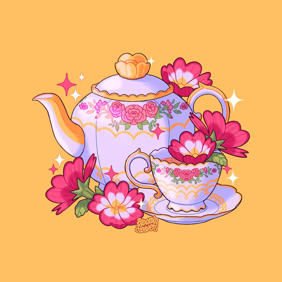no humans flower sparkle simple background teapot pink flower cup  illustration images