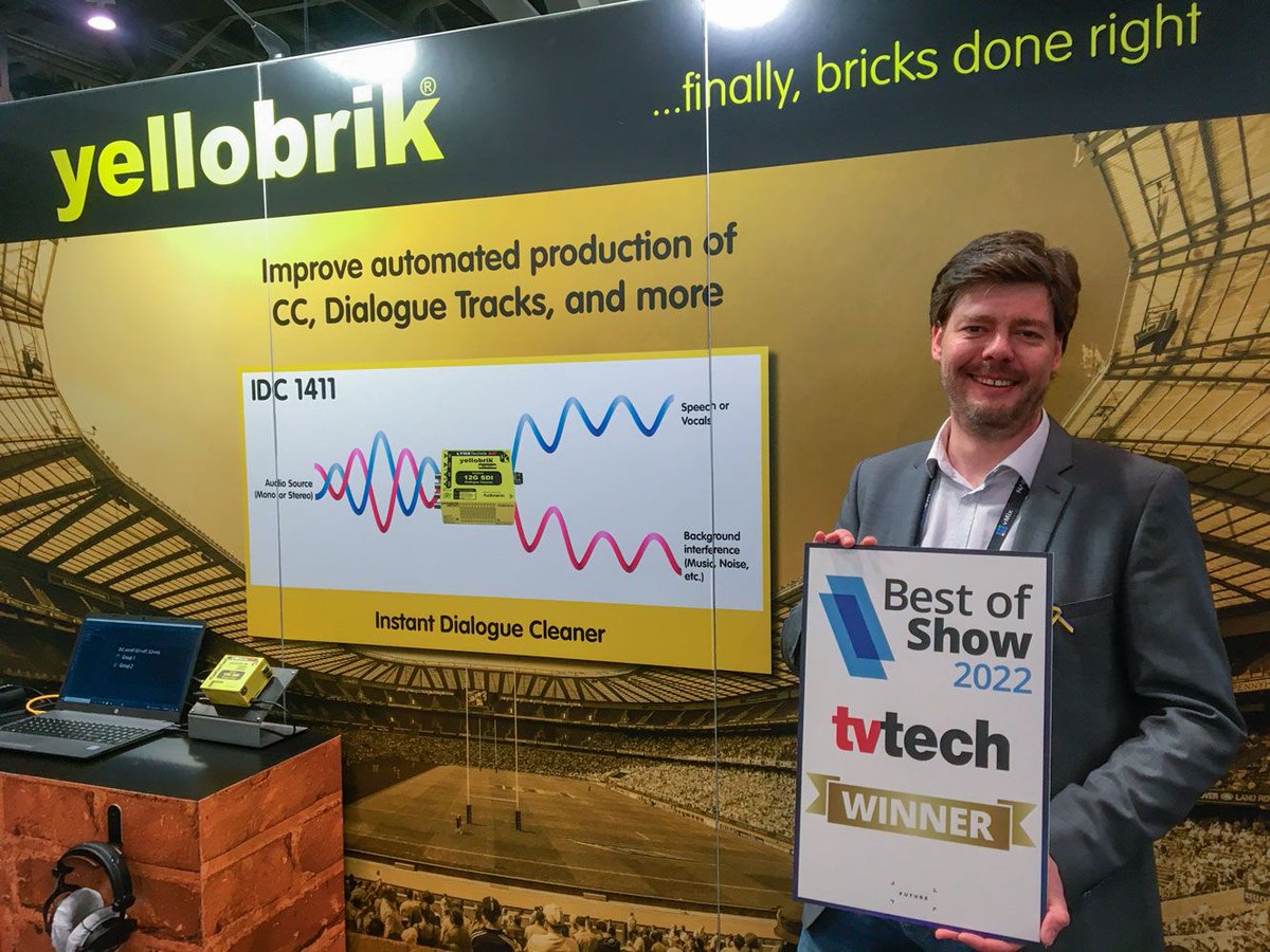 🏅 Congratulations to @lynxtechnik on winning the NAB Best of Show award for the IDC 1411 yellobrik! Audionamix worked closely with LYNX Technik to incorporate our AI speech separation algorithms into the yellobrik IDC 1411 device. hubs.ly/Q019q3l10