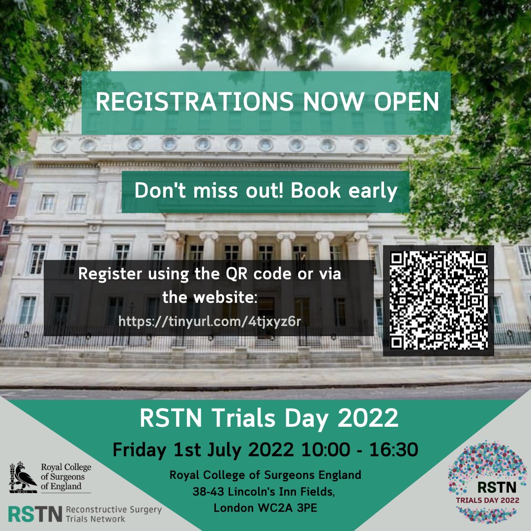 Surgery_Trials's tweet photo. ‼️ Registration is now OPEN for #RSTNTrialsDay2022 ‼️

Sign up using the link below:
https://t.co/JTLrvqePvd https://t.co/phWfyAcaYp