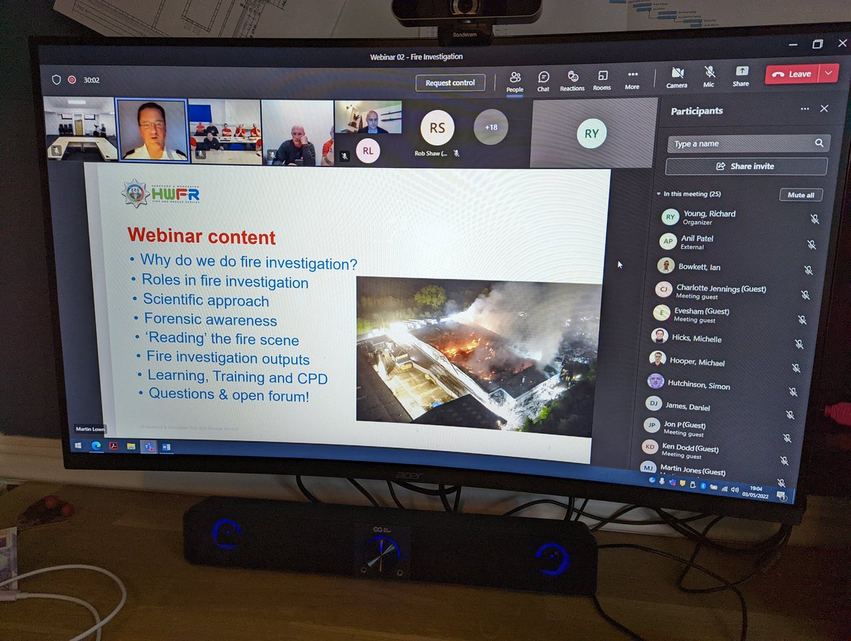 HWFireNOGTeam's tweet photo. @HWFire's monthly webinar tonight is hosted by @HWFIREmlown and is on #FireInvestigation . over 50 staff loggin on for this input https://t.co/84t9EMIbZR