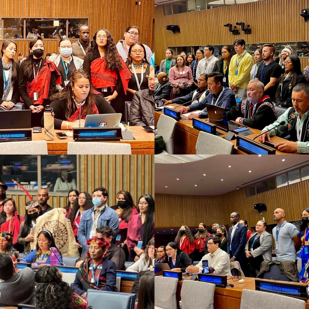 The collage shows Indigenous youth from the 7 regions of the UNGICY attending the UN Permanent Forum on Indigenous Issues 2022.