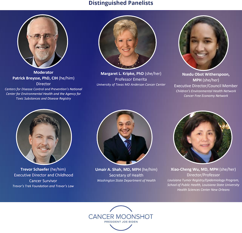 Tomorrow, May 4, 11am-12pm ET, @CDCEnvironment will hold a roundtable on Pres. Biden's Cancer Moonshot on cancer and the environment feat. 6 panelists incl. CFE members Nsedu Obot Witherspoon, Executive Director @CEHN & Dr. Margaret Kripke. cdc.gov/nceh/cancer-mo… #CancerMoonshot