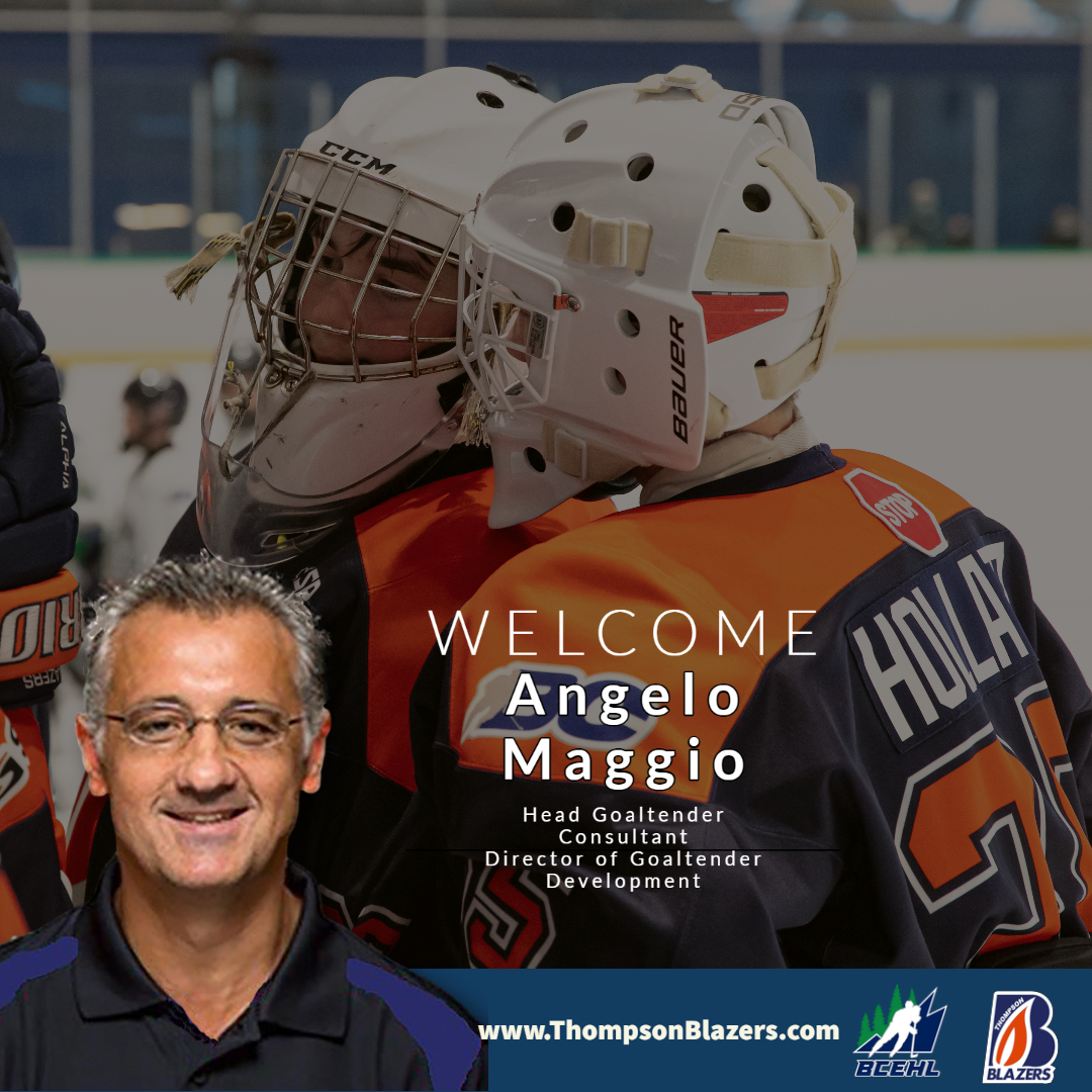 TBlazers_aaa's tweet photo. We would like to welcome Angelo Maggio to the staff of the Thompson Blazers as the Head Goaltender Consultant and Director of Goaltender development. Angelo will work with all three teams. Welcome to the Team Angelo. https://t.co/jFBI6jg8Cz