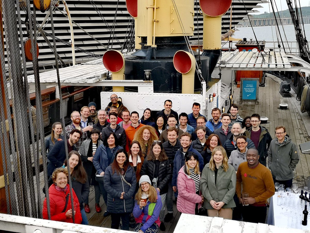 ScotSAGES's tweet photo. SAGES ASM (Scot Alliance of Geo &amp; Env Sciences Annual Science Meeting) is GO! Fab to meet in person after more than 2 yrs. In Dundee for our #icebreaker event on the #RRSDiscovery Cheers everyone! @DiscoveryDundee @AbertayUni @Geog_UoD @SAMSoceannews @edunigeog @dundeecity https://t.co/U3AdqLUmDk