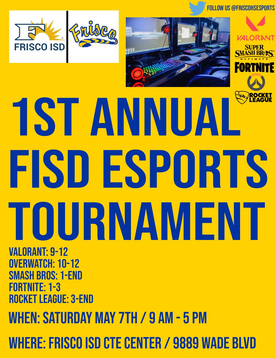 Big things happening this weekend!  Be sure to stay updated for our <a href="/friscoisd/">Frisco ISD</a> 1st annual #Esports Tournament! <a href="/FHSRaccoons/">Frisco High School</a> is looking to get the championship.