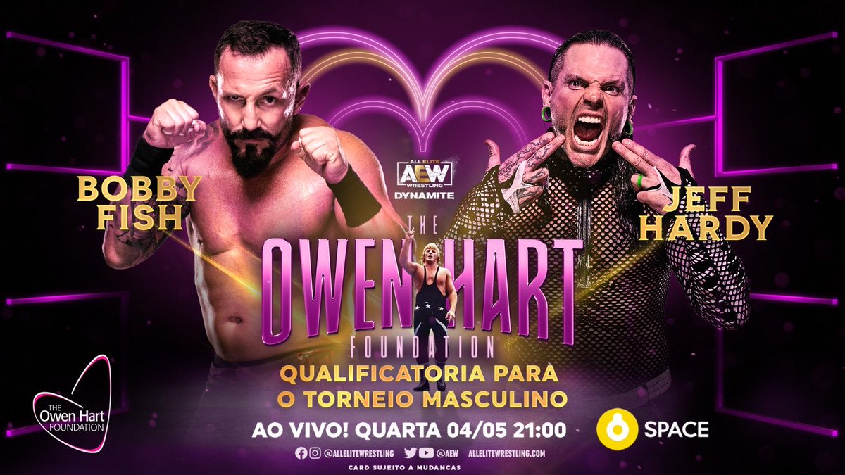 AEWBrazil's tweet photo. E o que dizer do torneio Owen Hart nos presenteando com lutas incríveis como essa? ⁦@theBobbyFish⁩ contra ⁦@JEFFHARDYBRAND⁩ só no #AewDynamite, amanhã as 21:00 AO VIVO! no ⁦@spacebrasil⁩ https://t.co/10UBqSOdc3