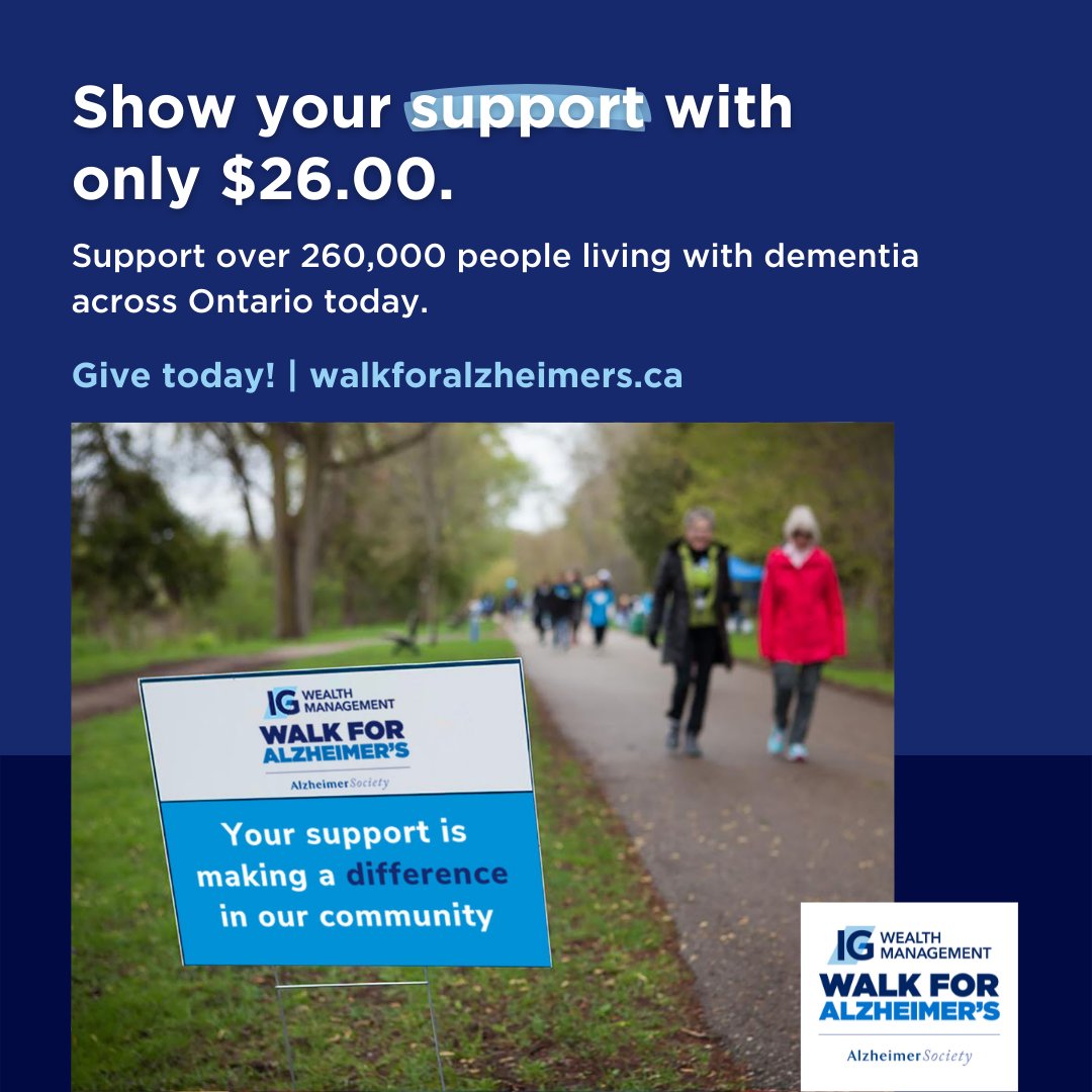 1ASLLG's tweet image. It’s the final week of the #IGWalkForAlz ! 
If you’re unable to participate in this year’s walk, but still want to show your support for over 260,000 people living with dementia and those that care for them, you still can by donating just $26
Donate today: alzgiving.ca/site/TR?pg=ent…