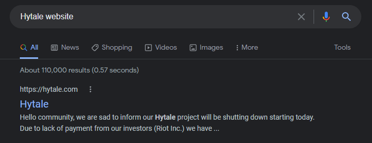 Flames_Nation's tweet photo. Hypixel has now officaly stated that the server is now safe to join! However @HypixelNetwork has some work to be done as Hytale's website is still down and saying on google that it is down for good (see image). However https://t.co/povGLPFFgt is now back up and running :D https://t.co/kguLyUUWLg