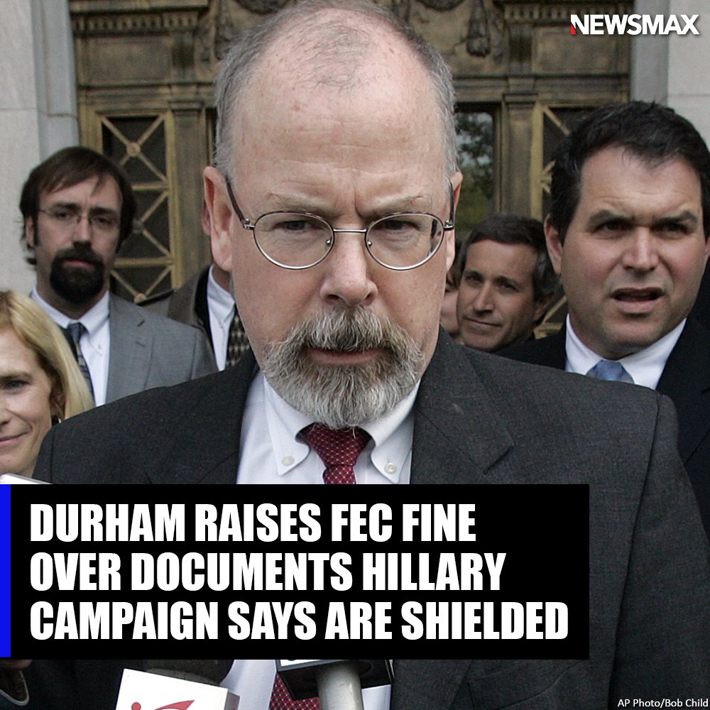 NEWSMAX's tweet photo. Special counsel John Durham is continuing his bid to have a judge review documents that Hillary Clinton’s 2016 presidential campaign claims are shielded by attorney-client privilege. https://t.co/PqcVxrlh3s https://t.co/NGNygXeFhx