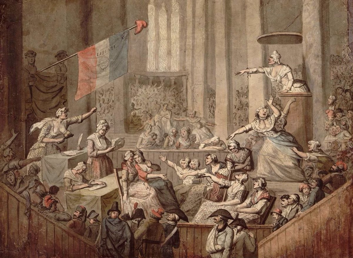 Ericka1848's tweet photo. Club des femmes patriotes dans une église, 1793, dessin de Chérieux. https://t.co/skSGM7IDK3