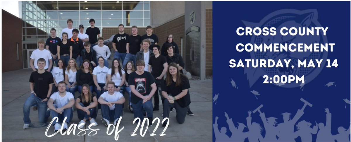CrossCounty1's tweet photo. Cross County 🎓Class of 2⃣0⃣2⃣2⃣🎓 will graduate on Saturday, May 14 @ 2:00PM. We hope to see you there! https://t.co/Tbtn9bIhhD