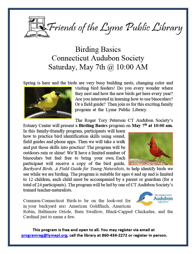 Interested in getting expert advice on birding basics. Check out the library's Saturday event.