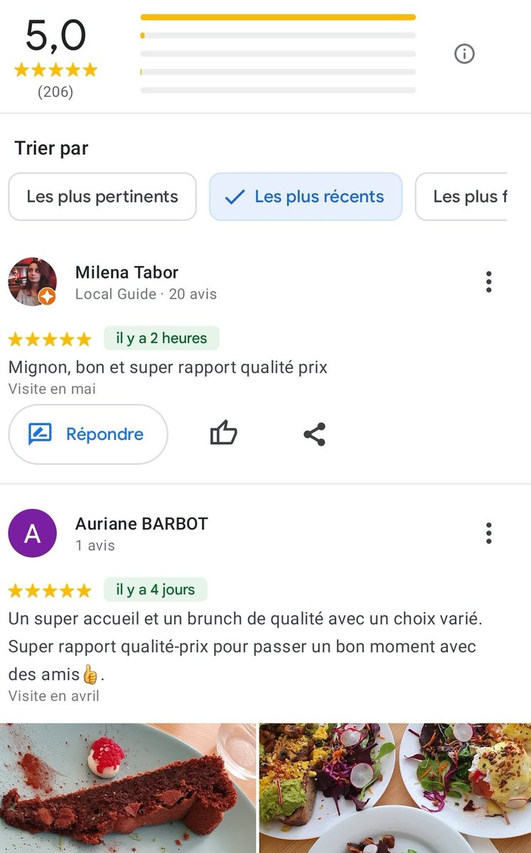 #le20hvousrepond Garance, nous vous invitons à venir bruncher chez Dessertissime pour fêter nos 200 avis 5 étoiles sur Google. La seule condition est de venir le ventre vide 😋