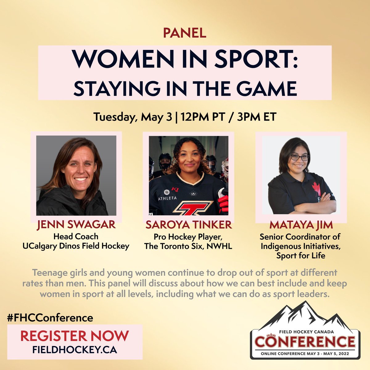FieldHockeyCan's tweet photo. We’re live in 15!
The first session of the Field Hockey Canada Conference features a panel discussion with some amazing women in sport. Follow the 10-second simple steps to Hop-in and join the presentation!
https://t.co/xMGRfzgRkS
#FHCConference https://t.co/k5gkPjjUER