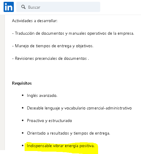 lejacoboy's tweet photo. ¿Quién redacta estas vacantes, RRHH o el área de Tarot y ciencias ocultas? #Traduvida #jobsearch #Vibraralto https://t.co/i6URPrOBML