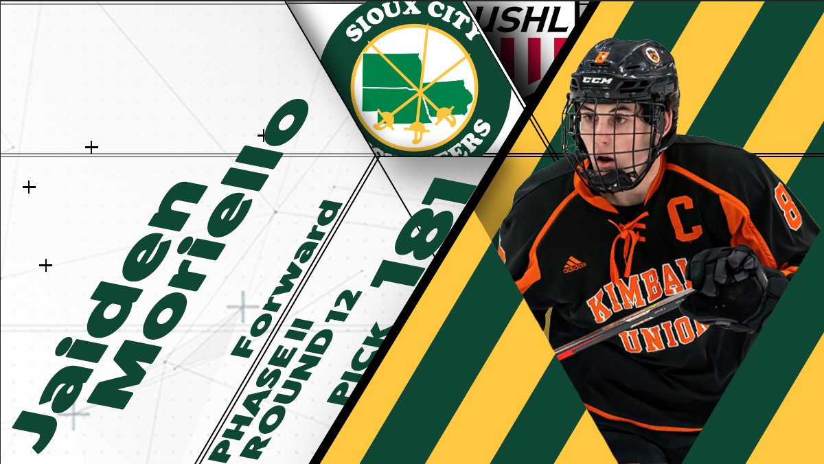 With the 181st pick in Phase II Round 12 of the USHL Draft, the Musketeers select <a href="/jaidenmoriello/">Jaiden Moriello</a> of the Kimball Union Academy Wildcats.
