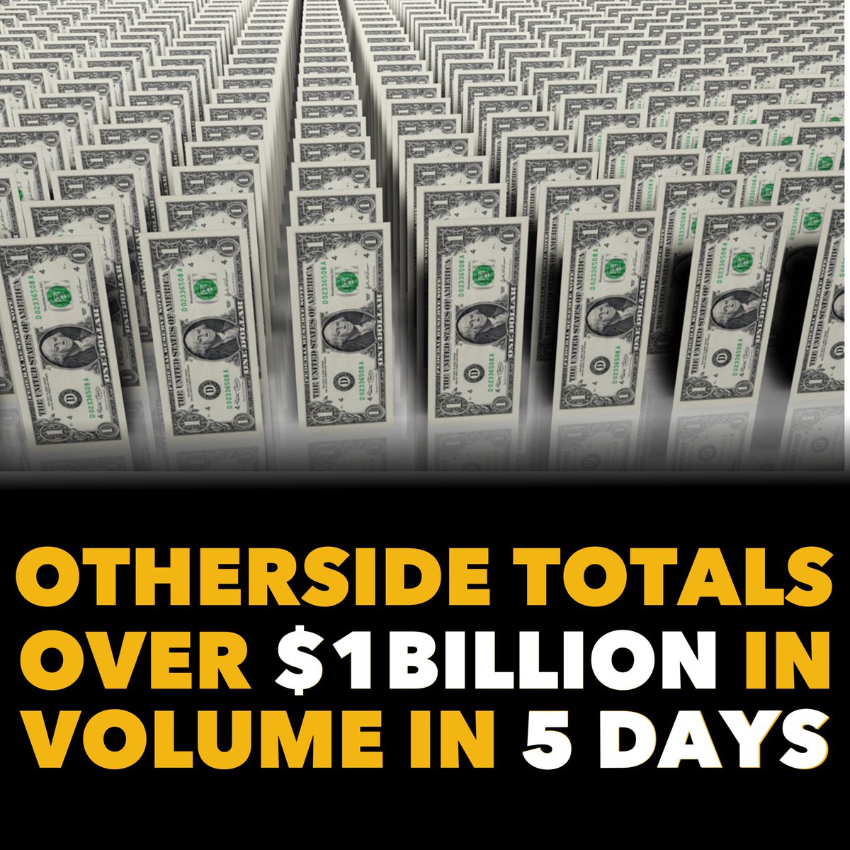 Initial #NFT Sale: 
$400m+ (est.)

Secondary volume: 
$600m+ (est.)